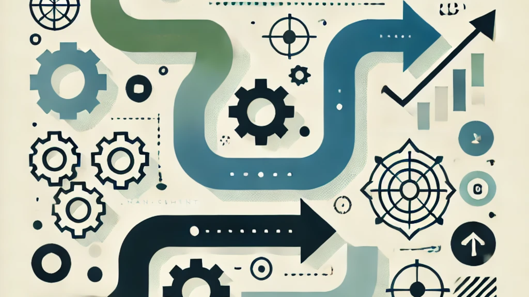 DALL·E 2024-11-02 10.31.48 - A minimalistic, abstract illustration representing Change Management with clear, bold shapes and symbols. Key elements include arrows, gears, and path